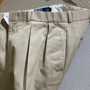 Men’s polo by Ralph Lauren khaki pants cotton 35 pleats cuffs LIKE  NEW !!!